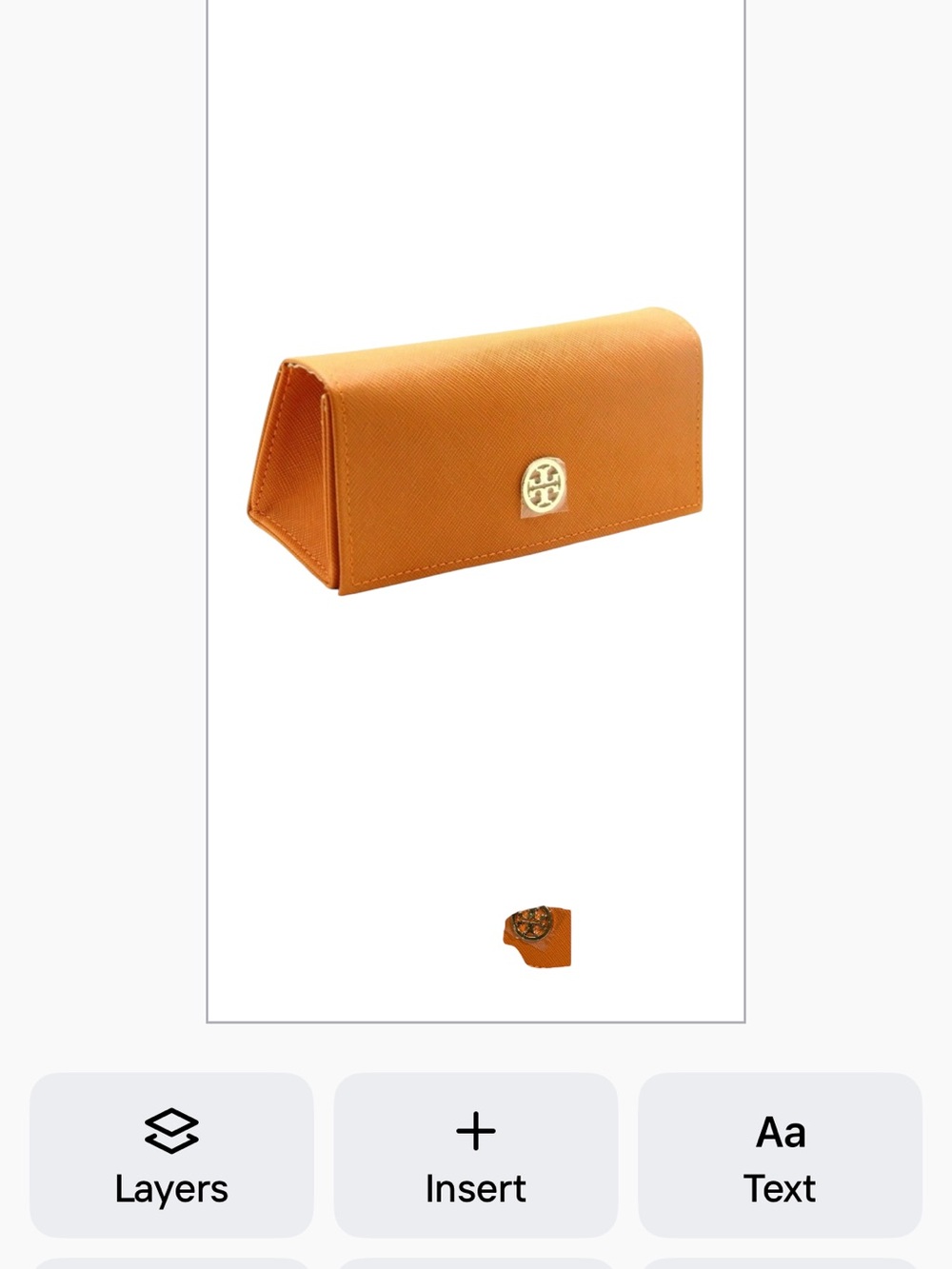 Tory Burch Orange Foldable Eyeglass Case with Gold Logo